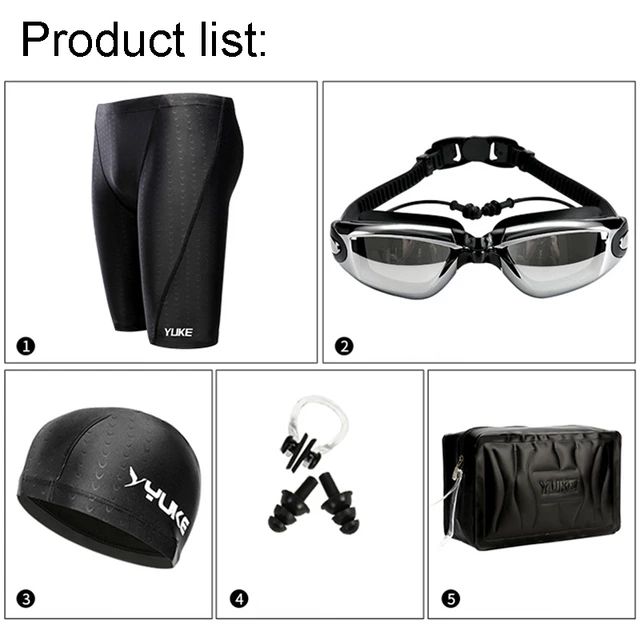 Men Swimming Shorts Waterproof Competition Swim Equipment Goggles with Ear-plug Cap Case