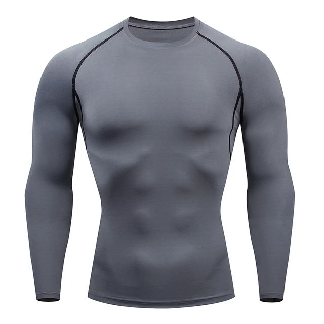 Men Compression Running T-shirt Fitness Tight Long Sleeve Sport Shirts Training