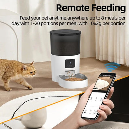 ROJECO Automatic Cat Feeder With Camera Video Cat Food Dispenser