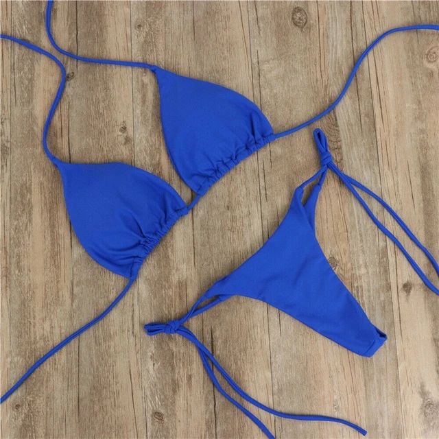 Summer Swimsuit Women Sexy Bikini Set Push-up Padded Bra Thong Two