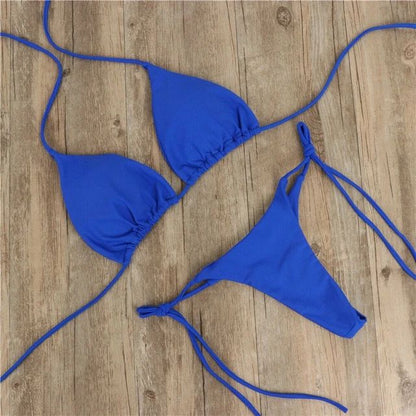 Summer Swimsuit Women Sexy Bikini Set Push-up Padded Bra Thong Two
