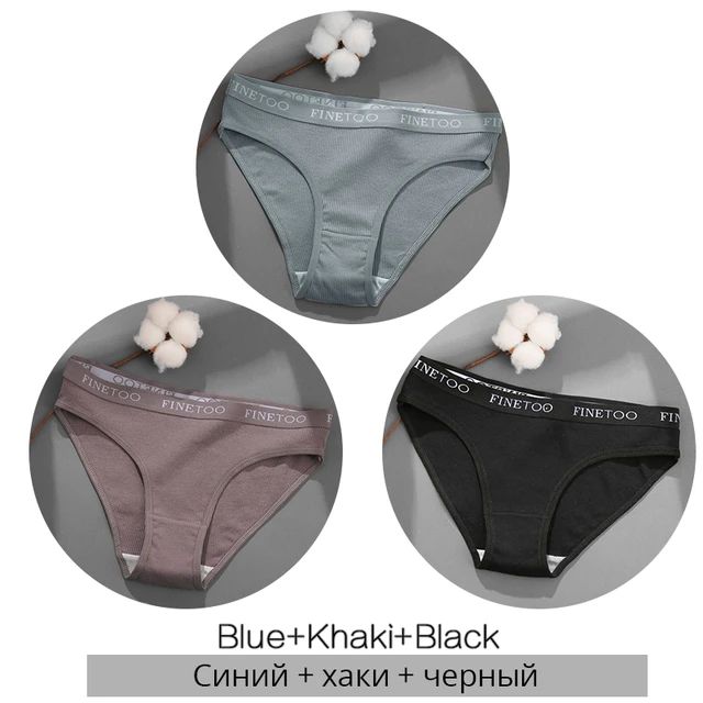 FINETOO 3PCS/Set Women's Underwear Cotton Panty Sexy Panties Female
