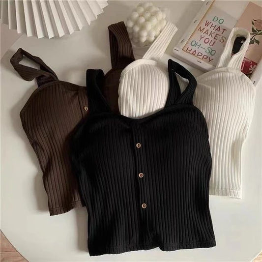 Cute Sleeveless Cropped Tank Top Women's Crop Top Summer Korean