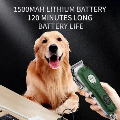 Professional Dog Hair Clipper All Metal Rechargeable Pet Trimmer Cat Shaver