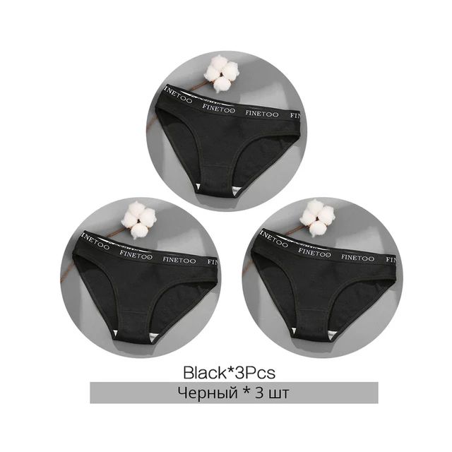 FINETOO 3PCS/Set Women's Underwear Cotton Panty Sexy Panties Female