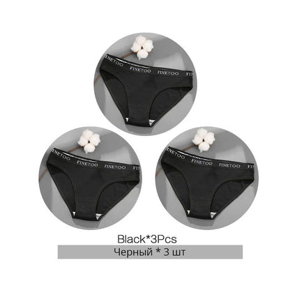 FINETOO 3PCS/Set Women's Underwear Cotton Panty Sexy Panties Female