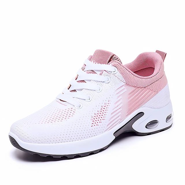 Breathable Lace-up Running Shoes for Women, Air Cushion Athletic Sneakers