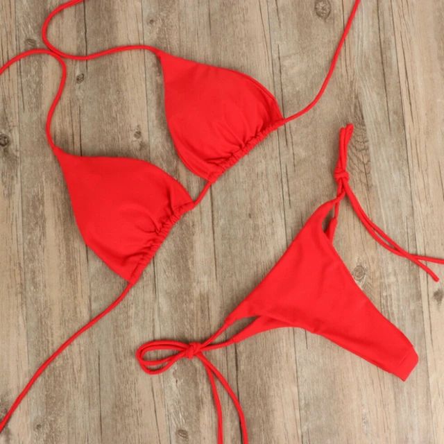 Summer Swimsuit Women Sexy Bikini Set Push-up Padded Bra Thong Two