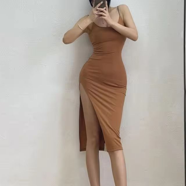 Rimocy 2024 New Sexy Sleeveless Slim Long Dress Women Party Club High Split