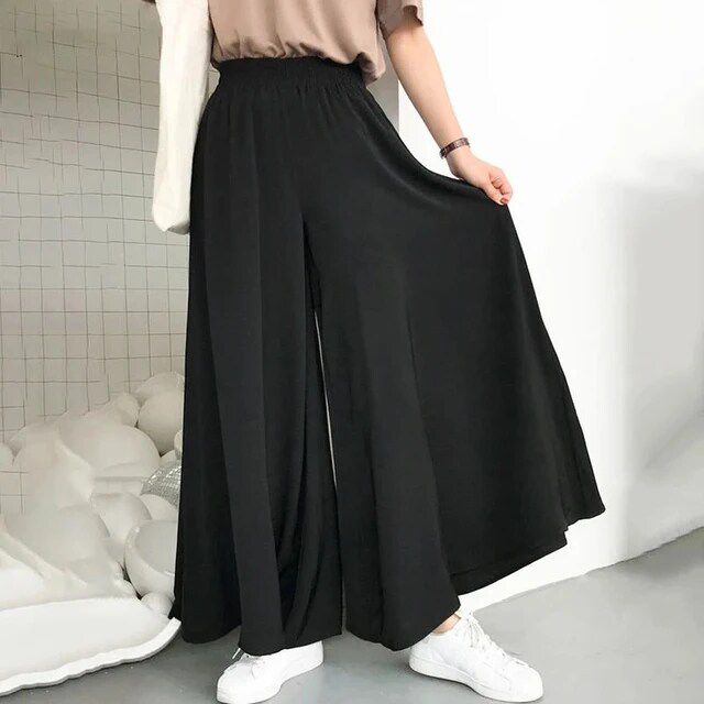 Spring And Summer Women's Wide Leg Pants Ice Silk Fold Retro