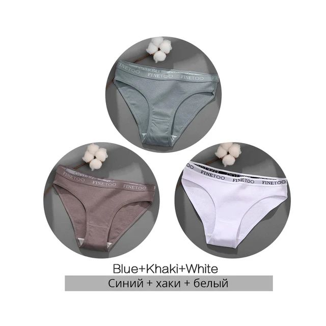 FINETOO 3PCS/Set Women's Underwear Cotton Panty Sexy Panties Female