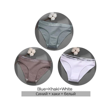 FINETOO 3PCS/Set Women's Underwear Cotton Panty Sexy Panties Female