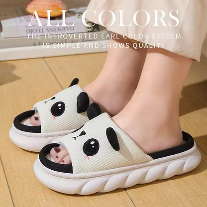 Cute Cartoon Cow Unisex Linen Slippers Spring Summer Slides Mule