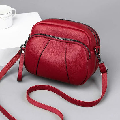 Solid Color Fashionable Rivet Zipper Women's Mobile Phone Bag Simple Soft