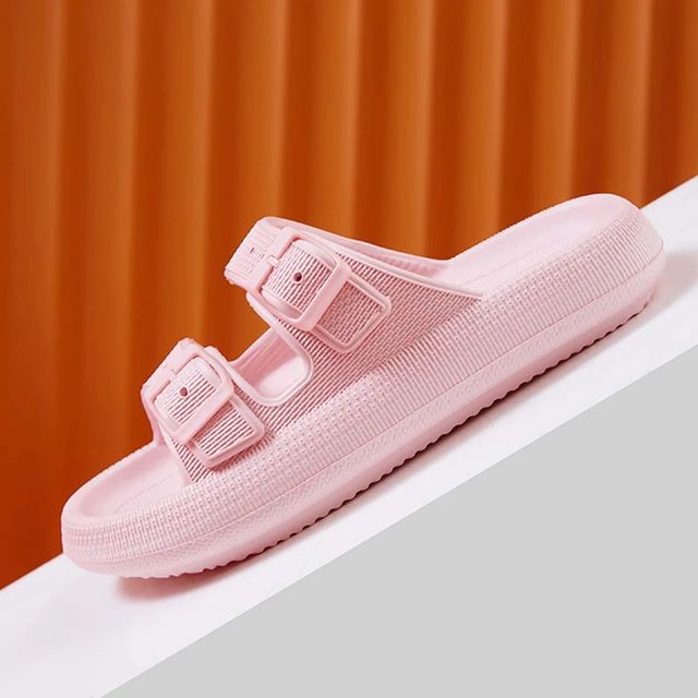 Thick Platform Cloud Slippers Women Fashion Buckle Soft Sole Pillow Slides
