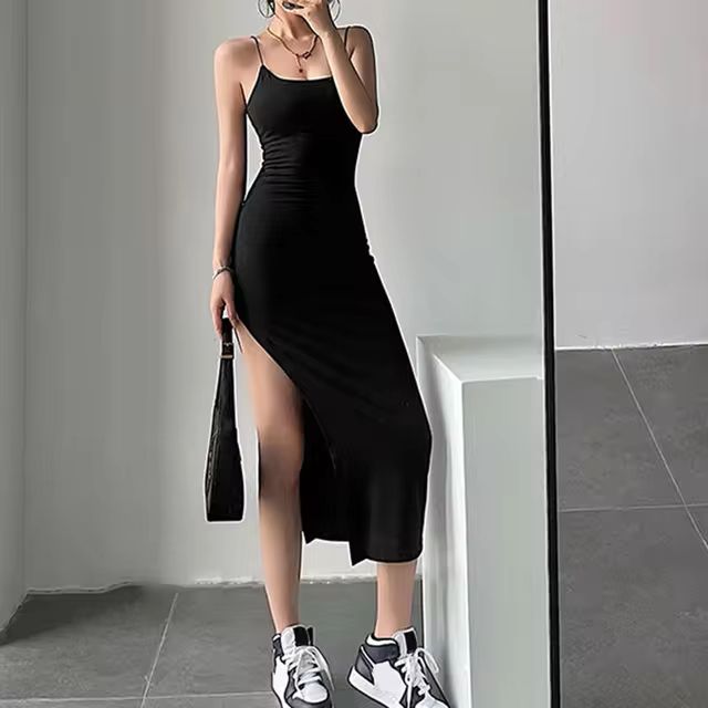 Rimocy 2024 New Sexy Sleeveless Slim Long Dress Women Party Club High Split
