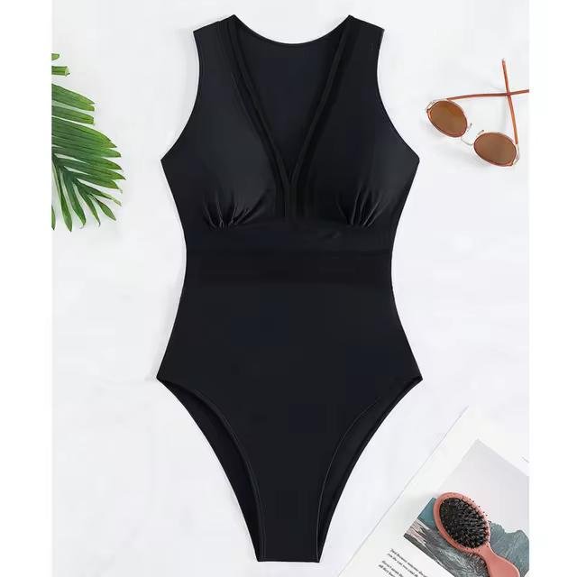 2024 Black Net Sexy One Piece Swimsuits Closed Women's Swimwear Push Up Swimming
