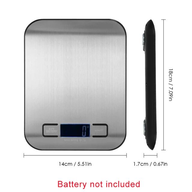 5/10KG Digital Kitchen Scale Stainless Steel Portable Kitchen Food Scale LED