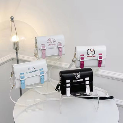 Sanrio Kawaii Hello Kitty My Melody Kuromi Cinnamoroll Square Shoulder Bags PU Cartoon