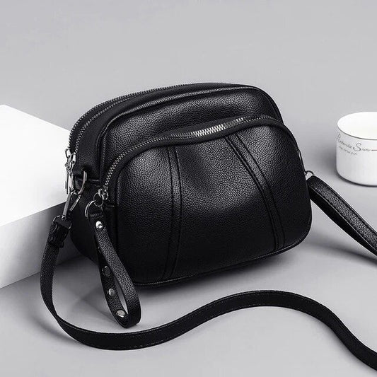 Solid Color Fashionable Rivet Zipper Women's Mobile Phone Bag Simple Soft