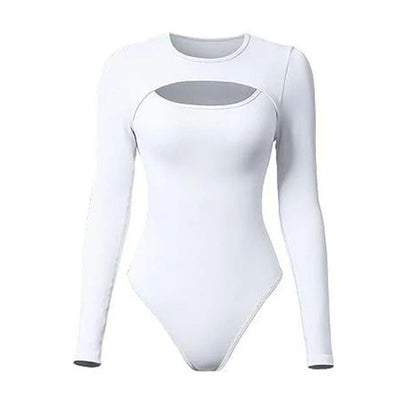 Sexy Long Sleeve O Neck Casual Bodysuit Women Body Tops White Black