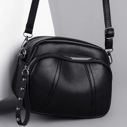 Solid Color Fashionable Rivet Zipper Women's Mobile Phone Bag Simple Soft