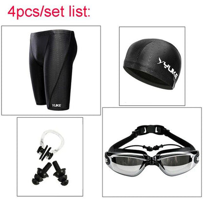 Men Swimming Shorts Waterproof Competition Swim Equipment Goggles with Ear-plug Cap Case