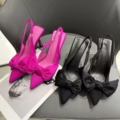 Women Shoes  Summer New Butterfly Knot Women Slingbacks Heels Shoe