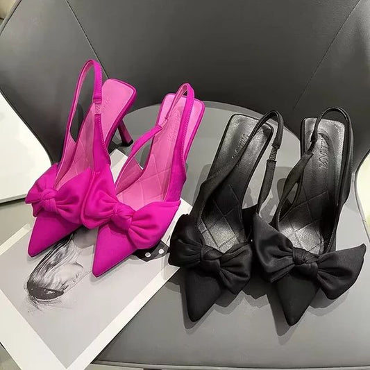 Women Shoes  Summer New Butterfly Knot Women Slingbacks Heels Shoe