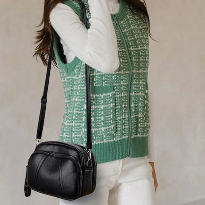 Solid Color Fashionable Rivet Zipper Women's Mobile Phone Bag Simple Soft
