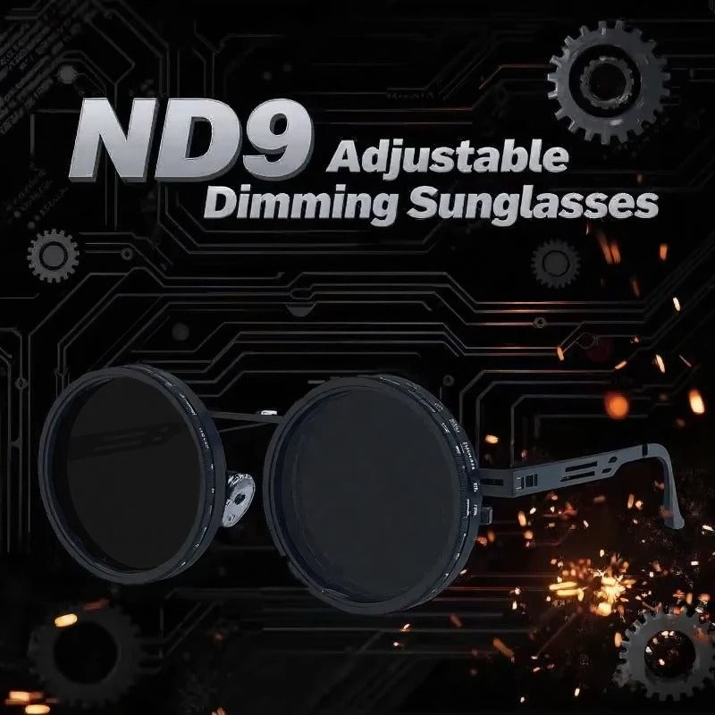 🕶️ Round Steampunk ND9 Adjustable Dimming Sunglasses 🕶️