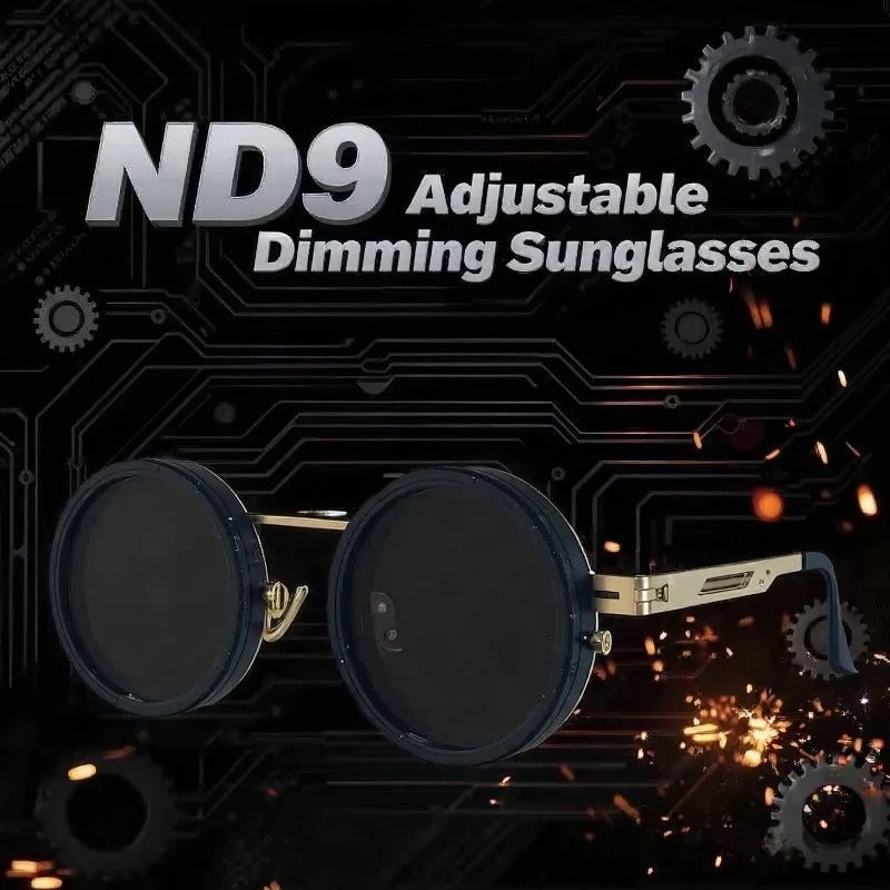 🕶️ Round Steampunk ND9 Adjustable Dimming Sunglasses 🕶️