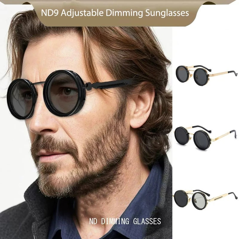 🕶️ Round Steampunk ND9 Adjustable Dimming Sunglasses 🕶️