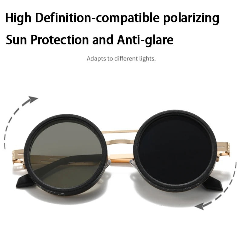 🕶️ Round Steampunk ND9 Adjustable Dimming Sunglasses 🕶️