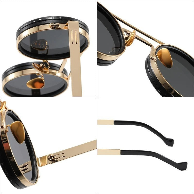 🕶️ Round Steampunk ND9 Adjustable Dimming Sunglasses 🕶️