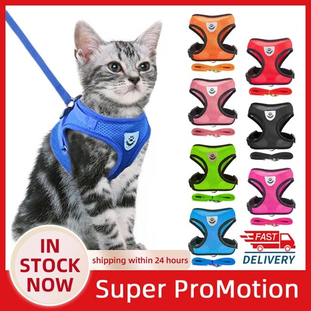 Cat Harness Vest Walking Lead Leash For Puppy Dogs Collar Polyester